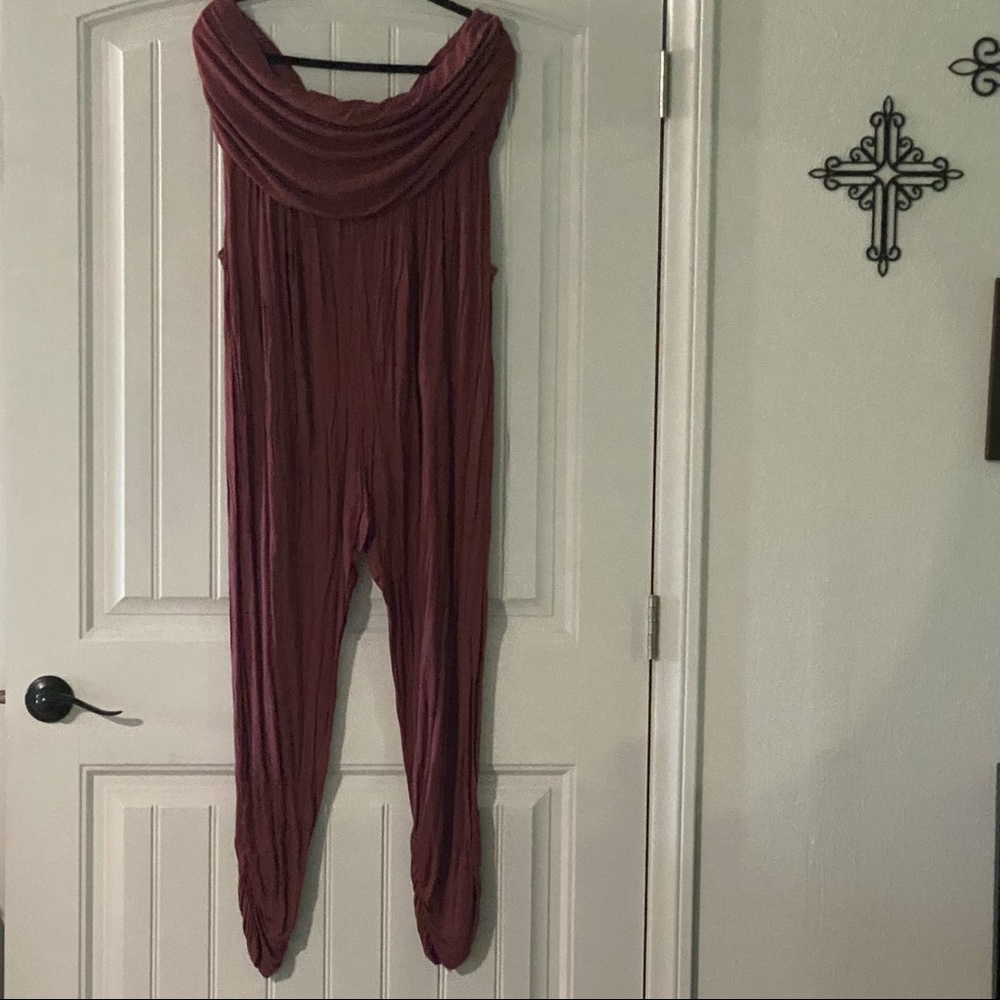 2X tube top pant jumpsuit with pockets
